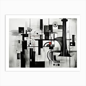 Music Abstract Black And White 1 Art Print