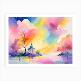 Watercolor Of A Lake 2 Art Print