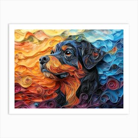 Rottweiler Paper Quilling Dog Portrait II Art Print