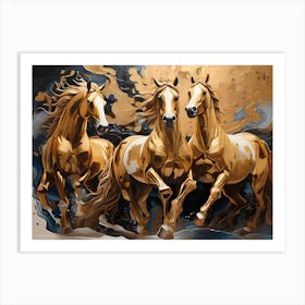 Three Horses Running 2 Art Print