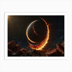 Fire On The Moon Art Print