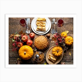 An Autumnal Composition On A Rustic Wooden Table Setting Featuring A Variety Of Harvested Ingredien 2 1 Art Print