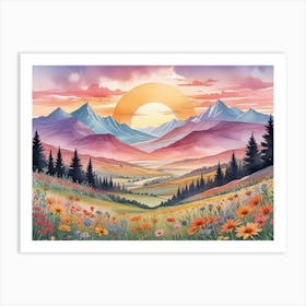 Sunset In The Mountains 7 Art Print