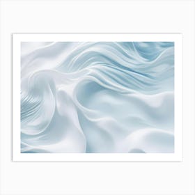 Abstract White And Blue Flowing Fabric Background 1 Art Print