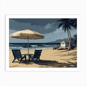 Beach Chairs With Umbrella hamptons Art Print