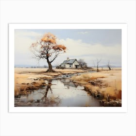 House By A Stream Art Print