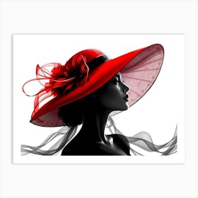 Woman In Red Hat 1 Art Print