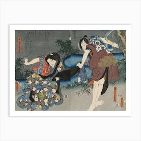 Näyttelijä Ichikawa Danjuro Viii Ja Ichikawa Kodanji Iv Näytelmässä Mimasu No Date Zome (Upea Näyttelijän Viitta), Art Print