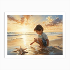 Starfish On The Beach 3 Art Print