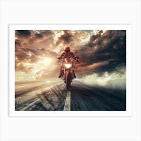 Rider On Red Bike (30) Art Print