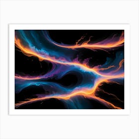 Abstract Image Of A Swirling, Glowing Nebula In Shades Of Blue, Purple, And Orange Art Print