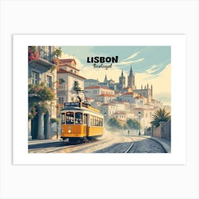 Lisbon Portugal Vintage Travel V 06 Art Print