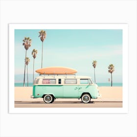 California Dreaming - Pacific VW Van Art Print