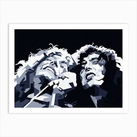 Led Zeppelin English Hard Rock in Black White Portrait Art Print