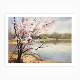 Cherry Blossoms By The Lake Art Print