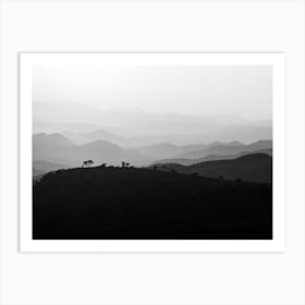 Silhouette Of Mountains Art Print