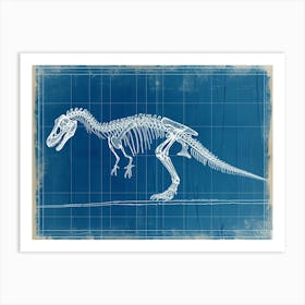 Troodon Skeleton Hand Drawn Blueprint 2 Art Print