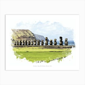 Anakena, Rapa Nui (Easter Island), Chile Art Print