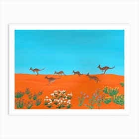 Kangaroos Across The Simpson Art Print