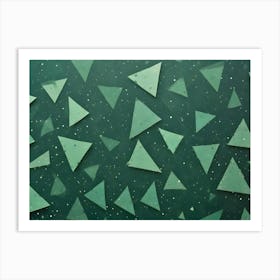 A Green Background With A Pattern Of Scattered, Green Triangles, Creating A Simple And Geometric Design Art Print