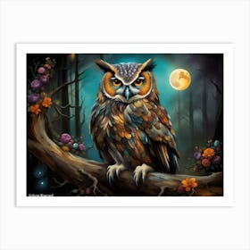 Owl At Night Art Print