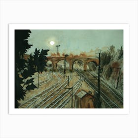 Old marshalling yard, mixed media, Ipswich, Suffolk, view from Hadleigh Rd. Art Print