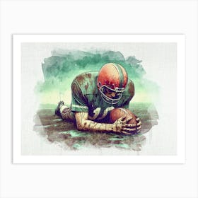 Cleveland Browns Football Player Watercolor Art Print
