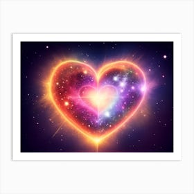 A Colorful Glowing Heart On A Dark Background Horizontal Composition 13 Art Print