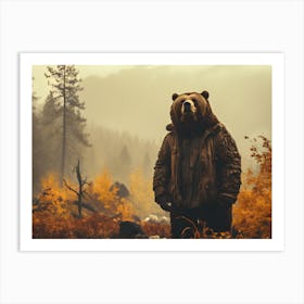 Bear's Solitude: Mountain Landscape Art Art Print