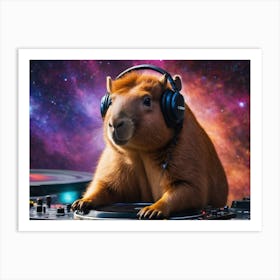 Capibara Dj, Cosmic Style Generated By Ai Art Print