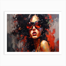 Woman In Red Sunglasses 6 Art Print