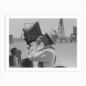 Day Laborer Drinking From Desert Water Bag, Large Farm Near Ralls, Texas By Russell Lee Art Print