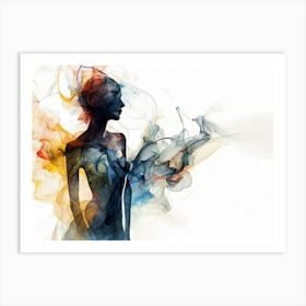 Woman In Smoke Art Print