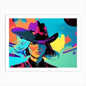 Cowgirl In A Hat Art Print