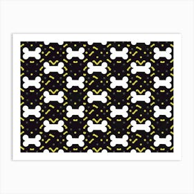 Black And White Dog Bone Pattern Art Print