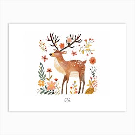 Little Floral Elk 2 Poster Art Print
