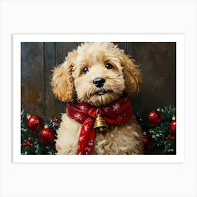 Christmas Goldendoodle 5 Art Print