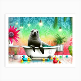 Floral Bath Time Art Print