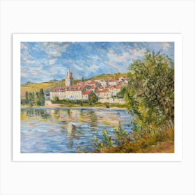 Village Lakeside Dreams Painting Inspired By Paul Cezanne Art Print