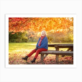 Senior Woman Sitting Under A Tree Art Print