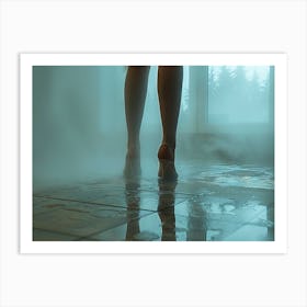 Woman Standing In A Bathroom Art Print