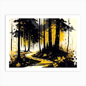 Yellow Path In The Forest Art Print