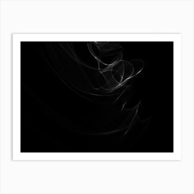 Glowing Abstract Curved Black And White Lines 6 Art Print