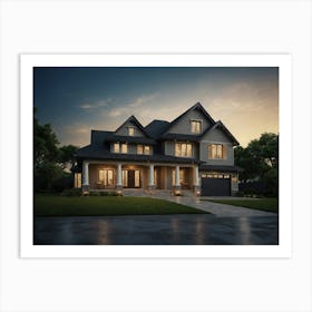 House At Dusk Art Print