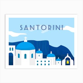 Greece, Santorini — Retro travel minimalist poster 7 Art Print