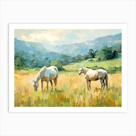 Horses Painting In Blue Ridge Mountains Virginia, Usa, Landscape 2 Art Print