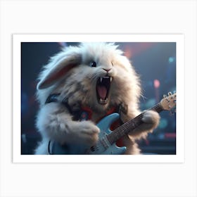 Leonardo Diffusion Xl A Fluffy Hardrock Rabbit Guitarist Bruta 0 (1) Art Print