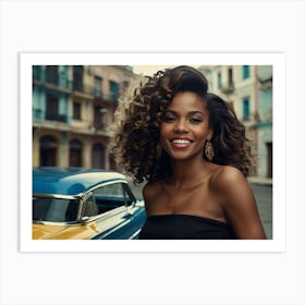 Portrait of a smiling girl with curly hair Art Print