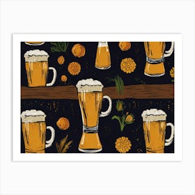 Beer Mugs Art Print