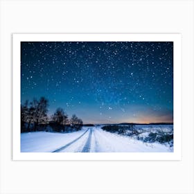 A Majestic Snowy Landscape Of Scandinavia Covering The Background Frost Covered Ground Resting Un (6) Art Print